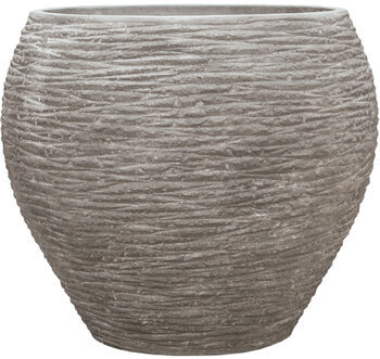 Large indoor/outdoor flower pot "Polystone Coated Ribbed Balloon" Ø 50/ H 53 cm - gray