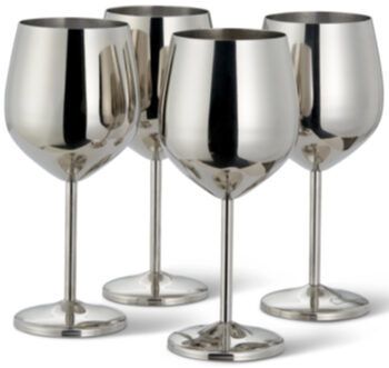 set of 4 stainless steel shatterproof wine glasses "Steel Silver Glossy", 500 ml
