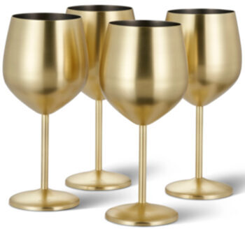 set of 4 stainless steel shatterproof wine glasses "Steel Gold matte", 500 ml
