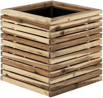 Sustainable indoor/outdoor flower pot "Marrone Orizzontale Cube" 40 x 40 cm, Natural