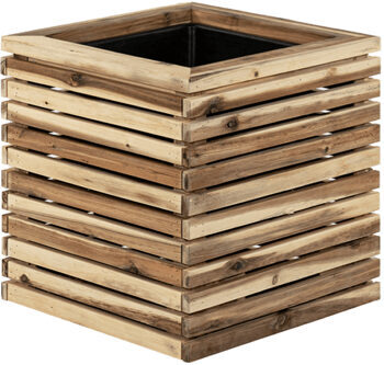 Sustainable indoor/outdoor flower pot "Marrone Orizzontale Cube" 50 x 50 cm, Natural