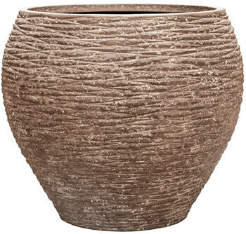 Large indoor/outdoor flower pot "Polystone Coated Ribbed Balloon" Ø 50/ H 53 cm - Rock