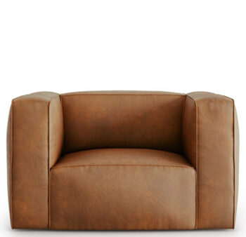 Designer leather armchair "Muse" - Marron