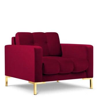 Fauteuil design "Mamaia" recouvert de velours - rouge foncé