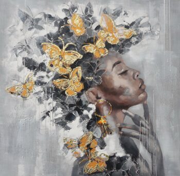Handbemalter Kunstdruck „Butterfly Beauty“ 100 x 100 cm