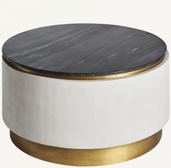 Design Couchtisch „Zerbst“ mit schwarzer Marmorplatte Ø 90 cm