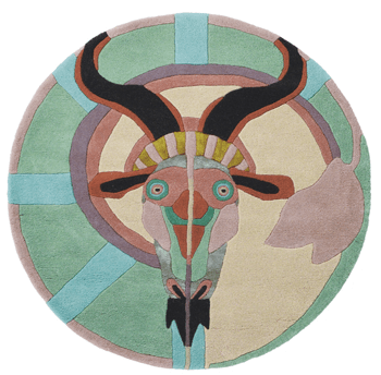 Tapis rond design "Zodiac" Signe astrologique : Capricorne - tufté main, 85% pure laine vierge