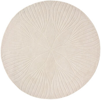 Tapis design rond "Folia" Stone - tufté main, 100% pure laine vierge