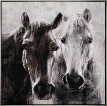 Hand painted art print "Horse love" 82.5 x 82.5 cm
