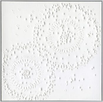 Peinture à l'huile réalisée à la main "Fleurs en blanc" 90 x 90 cm