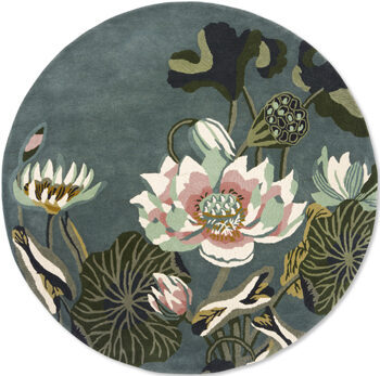 Round designer rug "Waterlily" Midnight Pond - hand-tufted, made of 100% pure new wool