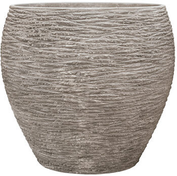 Large indoor/outdoor flower pot "Polystone Coated Ribbed Balloon" Ø 80/ H 73 cm - gray