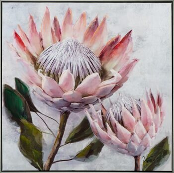 Handbemalter Kunstdruck „Protea“ 72.5 x 72.5 cm