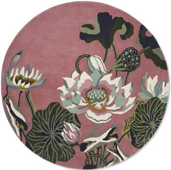 Round designer rug "Waterlily" Dusty Rose - hand-tufted, made of 100% pure new wool