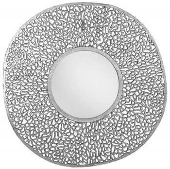 Grosser Design Wandspiegel „Leaf“ Ø 112 cm - Silber