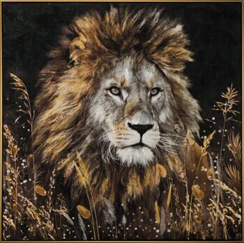Handbemalter Kunstdruck „König der Löwen“ 102.5 x 102.5 cm