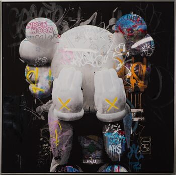 Hand painted art print "Mouse in graffiti" 102.5 x 102.5 cm