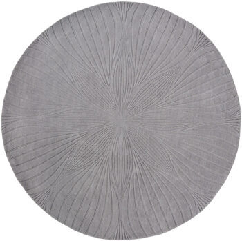 Runder Designer Teppich „Folia“ Grau - handgetuftet, aus 100% reiner Schurwolle