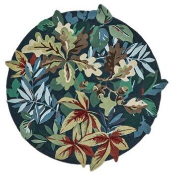 Tapis design rond "Robins Wood" - Forest Green - tufté main, 100% pure laine vierge