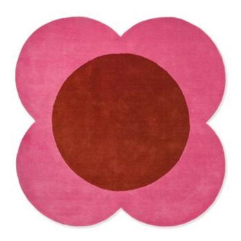 Tapis design "Flower Spot" rose - tufté main, 100% pure laine vierge