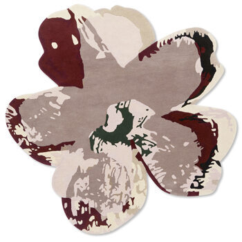 Asymmetric designer rug "Shaped Magnolia" Burgundy - hand-tufted, made of 100% pure new wool