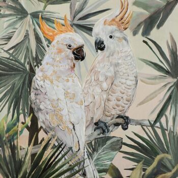 Hand painted art print "Lovely Cockatoos" 80 x 80 cm