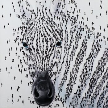Handbemalter Kunstdruck „Zebra“ 115 x 115 cm