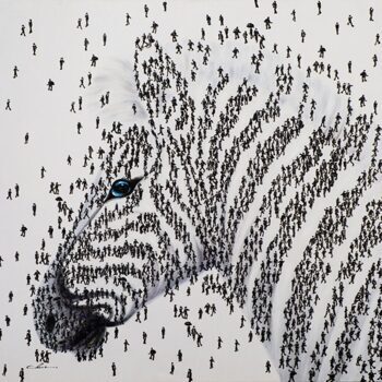 Hand painted art print "Zebra II" 115 x 115 cm