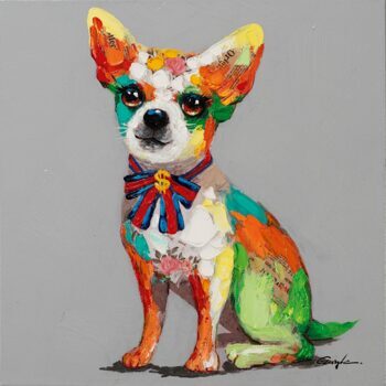 Handbemalter Kunstdruck „Bunter Chihuahua“ 50 x 50 cm