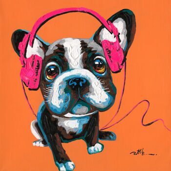 Handbemalter Kunstdruck „Sweet Dog“ 60 x 60 cm
