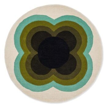 Runder Designer Teppich „Sunflower“ Olive - handgetuftet, aus 100% reiner Schurwolle