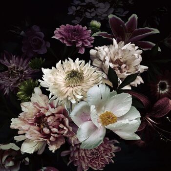 Glasbild „Schönes Blumenbouquet“ 80 x 80 cm