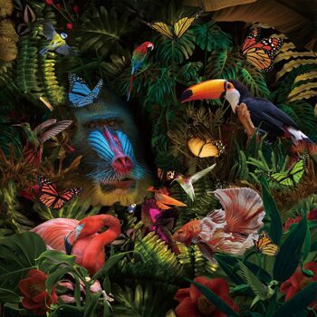 Tableau en verre "Paradis de la jungle" 100 x 100 cm