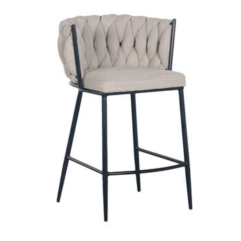 Design bar stool "Wave" with textured fabric in beige, seat height 65 cm