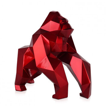 Design-Skulptur Gorilla 44 cm - Rot