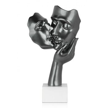 Design sculpture "Kiss" with marble base 50 cm - White