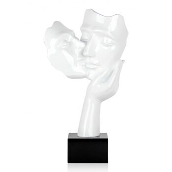 Design sculpture "Kiss" with marble base 50 cm - Grey