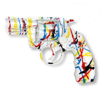 Design-Skulptur Pistole 46 x 68 cm - Multicolor