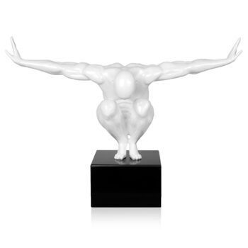 Sculpture design XL "Balance" avec socle en marbre 59 x 80 cm - Blanc