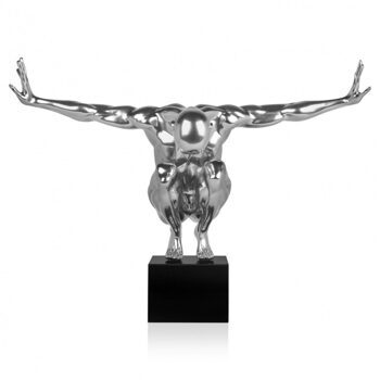 XL Design-Skulptur „Balance“ mit Marmorsockel 59 x 80 cm - Silber