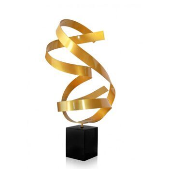 XL Design-Objekt „Golden Stripes“ mit Marmorsockel 69 cm