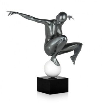 Design-Skulptur mit Marmorsockel „Leichtigkeit“ 45 x 48 cm - Dunkelgrau