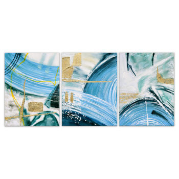 Handgemaltes Bild „Blue Rivers“ (3er-Set) 80 x 180cm