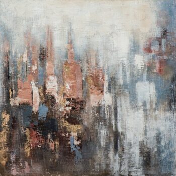 Tableau peint à la main "Skyline abstract" 115 x 115 cm