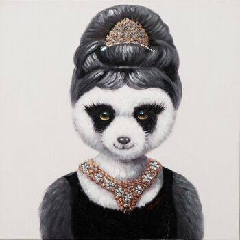 Hand painted art print "Panda girl" 60 x 60 cm