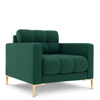 Design armchair "Mamaia" with textured fabric cover - emerald green