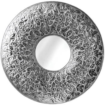 Runder Design Wandspiegel „Mandala“ Ø 82 cm, Silber