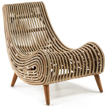 Lounge chair "Tina" with rattan weave