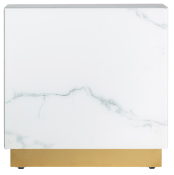 Design side table "Neva" 60 x 30 cm with marble look - White