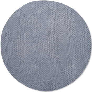 Tapis rond design "Folia" Cool Grey - tufté main, 100% pure laine vierge